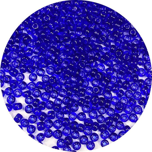 Bala&Fillic Transparent Royal Blue Color 4mm Seed Beads About 1200pcs/100Grams in Bag, 6/0 Glass Craft Beads for Making Bracelet and Necklace (Transparent Royal Blue)
