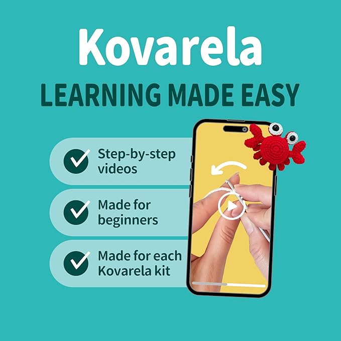 Kovarela Beginners Crochet Kit with Simple Crochet Yarn - with Step-by-Step Video Tutorials (Cute Bee)