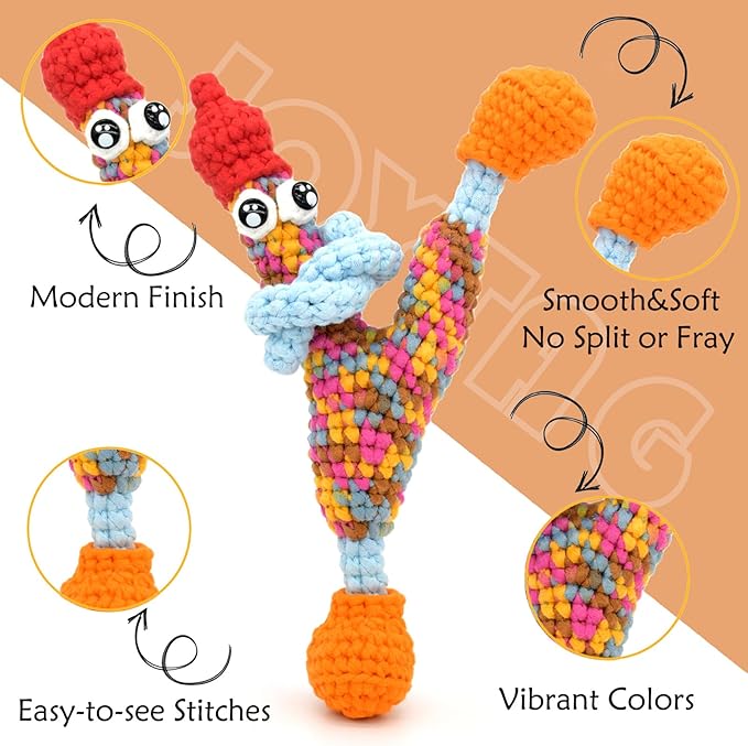 3 Pack Rainbow Beginner Crochet Yarn for Crocheting and Knitting Multicolor Cotton Crochet Yarn for Beginners with Easy-to-See Stitches Cotton-Nylon Blend Easy Yarn for Beginners(Sunrise Red)