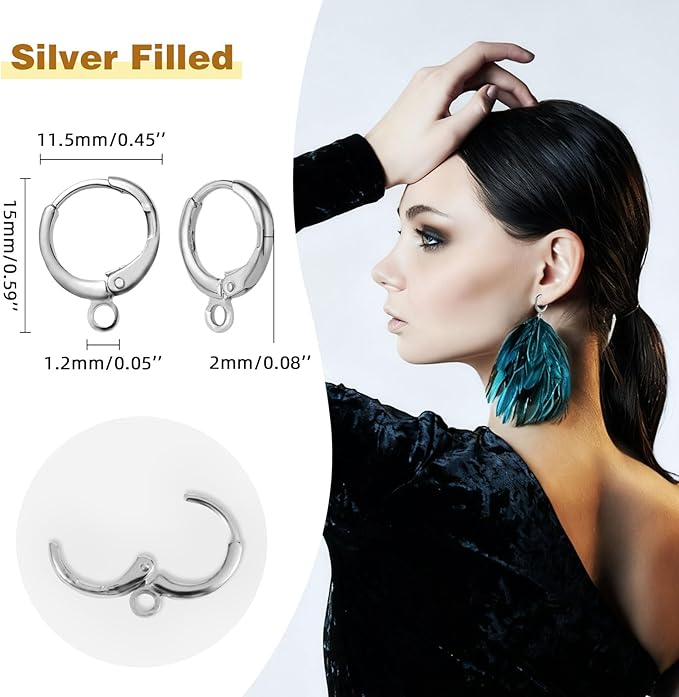 yaugkh 925 silver filled earring hooks hypoallergenic lever back huggie earwires dangle findings for jewelry making supplies