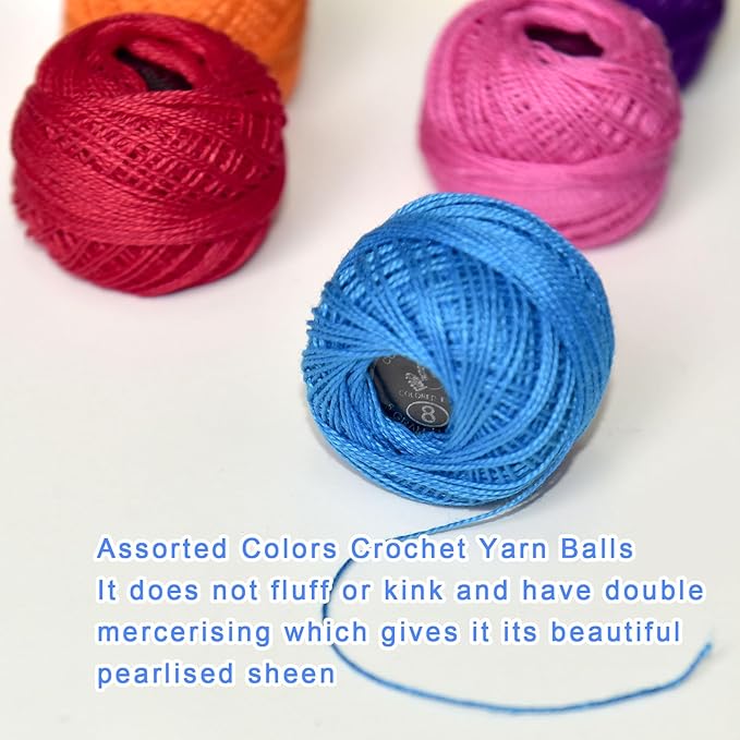 Crochet Thread 10 Balls Cardinal Size 8 for Crochet Hardanger Cross Stitch Needlepoint Hand Embroidery (Cool Color Series)