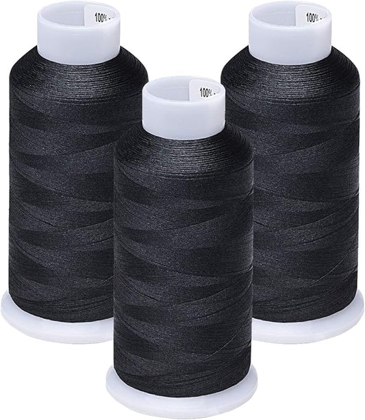 Simthread 60WT Bobbin Fill Thread Machine Embroidery Thread (Black 900)