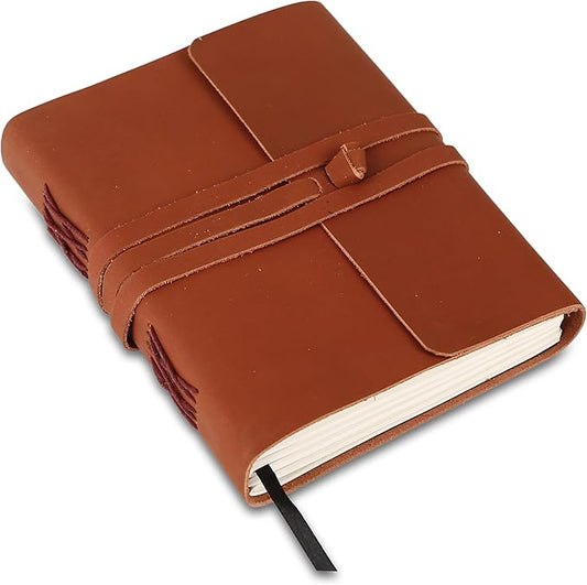KomalC Handmade Leather Journal | Writing Notebook Diary | Bound Daily Notepad For Men & Women Unlined Paper Medium, Writing Pad for Artist, Sketch