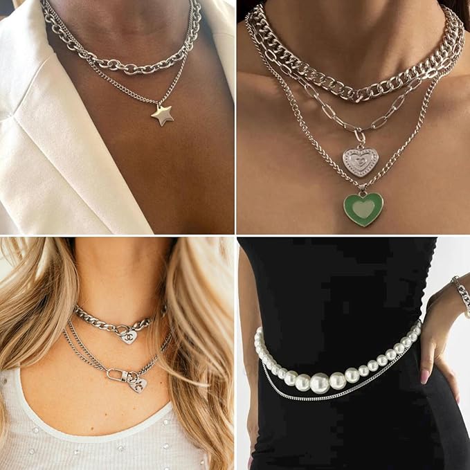 KYUNHOO 10m Silver Stainless Steel Jewelry Making Chains 3mm Wide Curb Necklace Chain for Men and Women Twist Cable Link Chain Spool with Jump Rings and Lobster Claps Jewelry Supplies