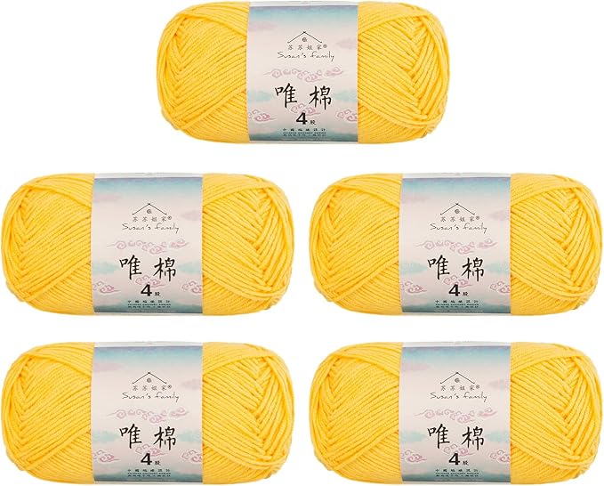 Susan's Family 4 ply 60% Cotton 40% Acrylic Yarn - Soft & Durable - 5 x 50g (1.76oz) - 655 Yards for Knitting & Crocheting - Baby Blankets, Amigurumi, Sweaters & More