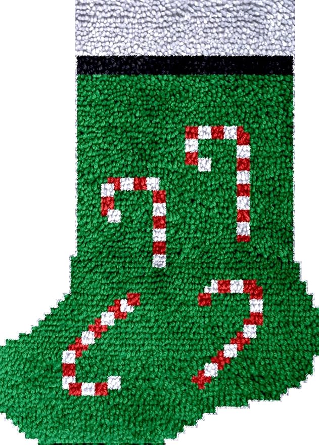 Numptain Latch Hook Kits for Adults,DIY Rug Kits Carpet Embroidery Sofa Cushion Christmas Stocking Pattern Color Printed Canvas,Beginners Handmade Needlework Crafts Home Decoration,16.9"x12.2" NT11
