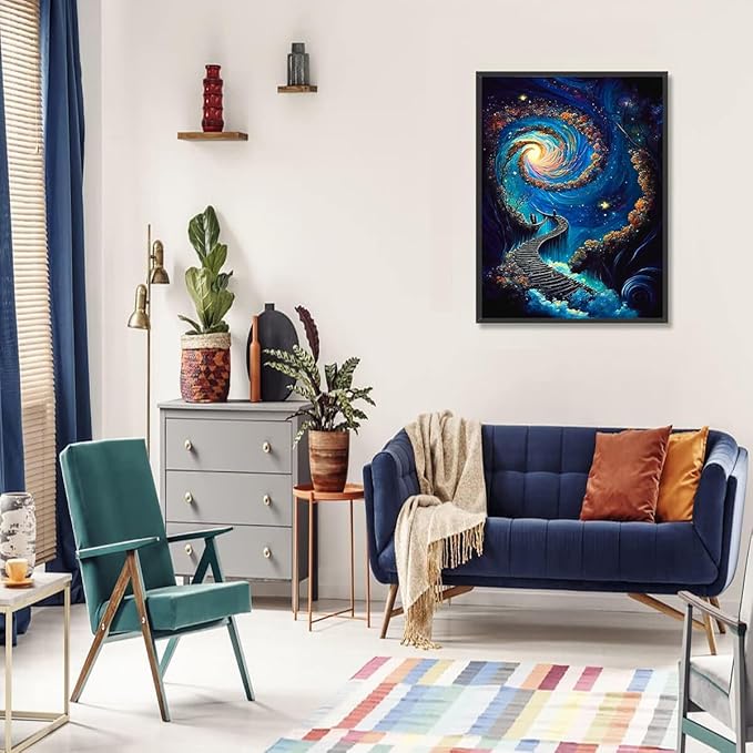 Meothan Starry Sky Diamond Painting Kits for Adults Starry Night Diamond Art Kits for Round 5D Abstract Landscape Gem Art Kits for Adult DIY Crafts Kits for Home Wall Decor Gifts(16x12inch)