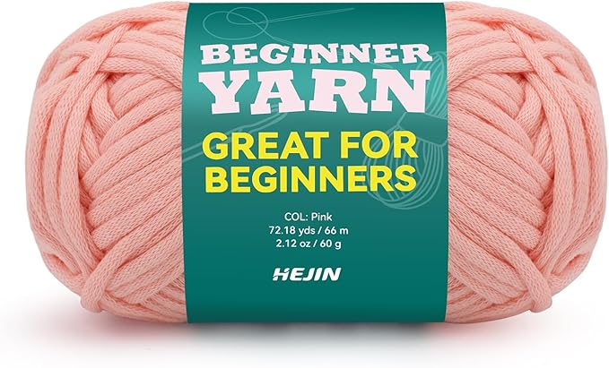 60g Pink Yarn for Crocheting and Knitting;66m (72yds) Cotton Yarn for Beginners with Easy-to-See Stitches;Worsted-Weight Medium #4;Cotton-Nylon Blend Yarn for Beginners Crochet Kit Making