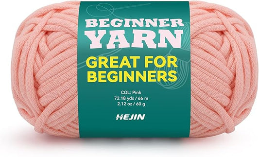 60g Pink Yarn for Crocheting and Knitting;66m (72yds) Cotton Yarn for Beginners with Easy-to-See Stitches;Worsted-Weight Medium #4;Cotton-Nylon Blend Yarn for Beginners Crochet Kit Making