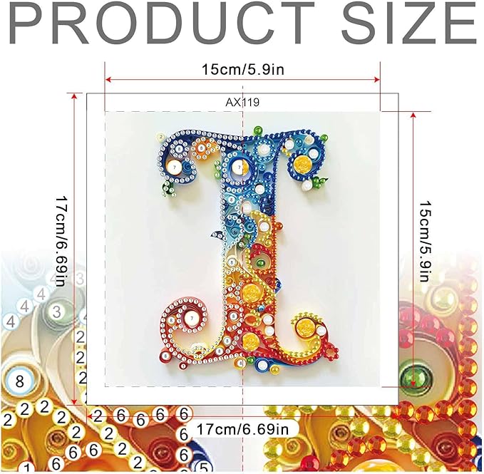 MVVMTOP Diamond Painting Kit, 5D DIY Letter I, Special Shape Crystal Artificial Diamond Art Partial Mosaic Handicraft for Beginners, Wall Decor Gift for Bedroom, Office, Living Room 6.7x6.7in