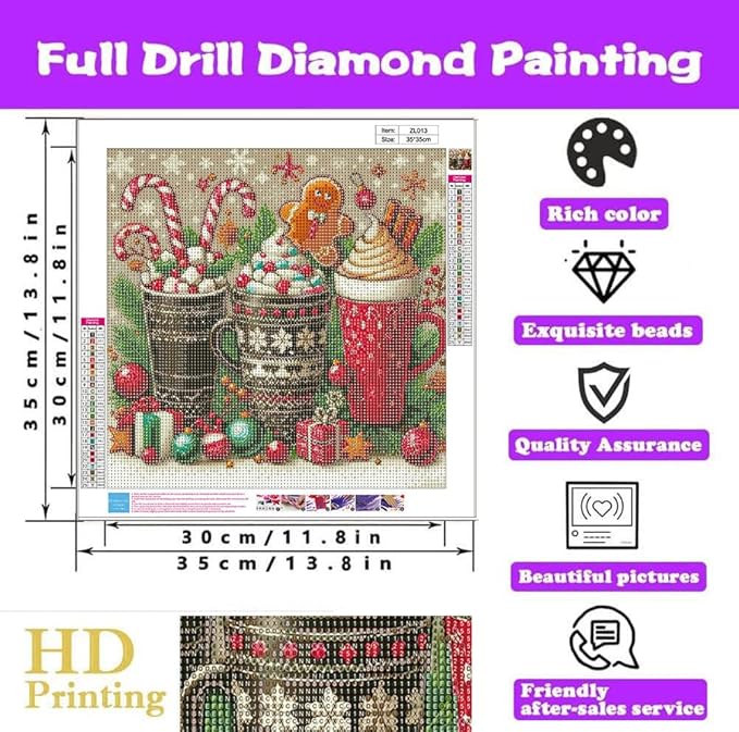 WUSARPLY Christmas Diamond Paintings Kits for Adults, Snowflake Diamond Art Kits Full Drill Diamond Dots Paint with Diamonds Gem Arts and Crafts for Beginner Home Wall Decor