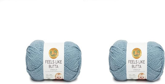 Lion Brand Yarn Feels Like Butta Soft Yarn for Crocheting and Knitting, Velvety, 2-Pack, Dusty Blue