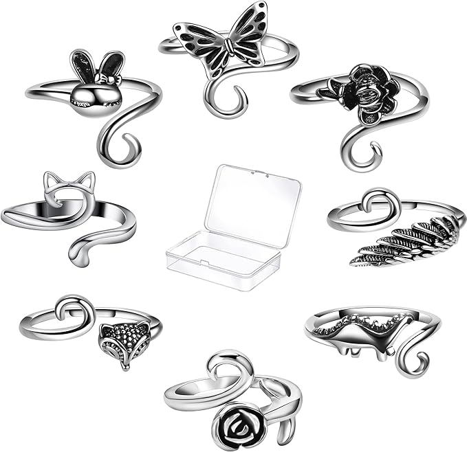 Hotlea 8 Pieces Crochet Tension Rings for Crocheting Yarn Guide Ring for Finger Yarn Crochet Ring Knitting Accessories