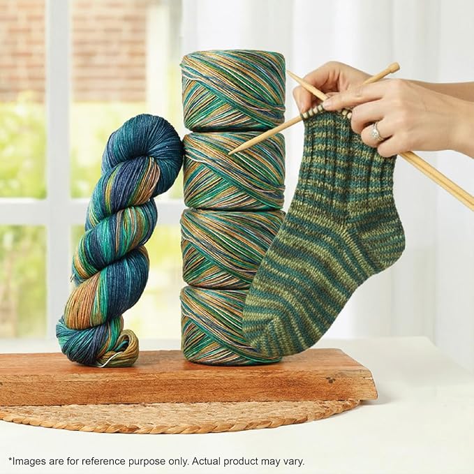 KnitPro Symfonie Fingering Weight Hand Dyed Variegated Yarn Skein | Extra Fine Merino Wool & Polyamide Blend for Knitting & Crocheting, Oeko-TEX Certified 400m, 100g | Terra Riverbank