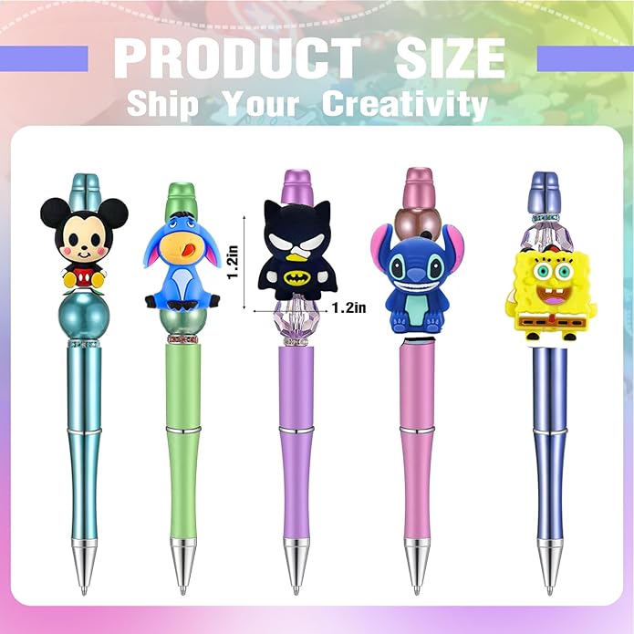 20Pcs 3D Silicone Focal Beads for Pens, Cartoon Cute Character Focal Beads for Keychains Making DIY Bracele Jewelry Making, Only Applicable to Adults