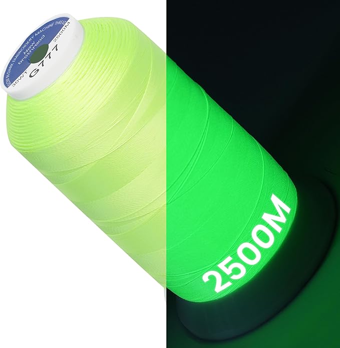 New brothread Single Huge Spool Luminary Glow in The Dark Embroidery Machine Thread Kit 30WT 2500M(2735Y) Each Spool for Embroidery, Quilting, Sewing-G777