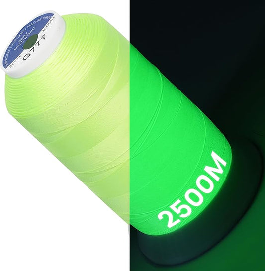 New brothread Single Huge Spool Luminary Glow in The Dark Embroidery Machine Thread Kit 30WT 2500M(2735Y) Each Spool for Embroidery, Quilting, Sewing-G777