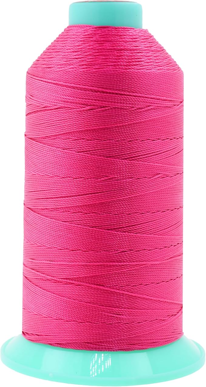Mandala Crafts Size 207 630D T210 Bonded Nylon Thread - Hot Pink 800 YDs Tex 210 Heavy Duty Sewing Threads for Leather, Jeans, Weaving, Outdoor Marine Upholstery