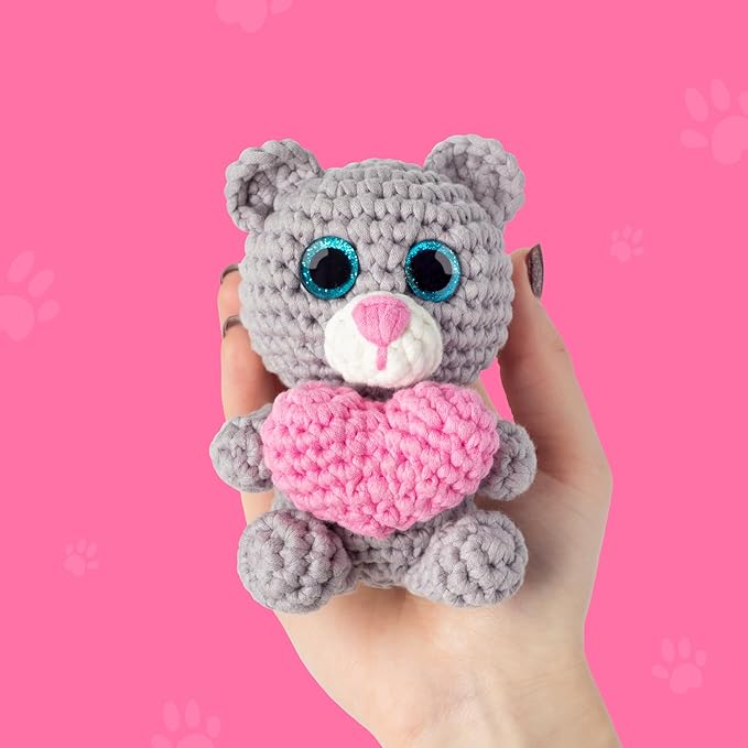 Cookie Box Original Crochet Kit for Beginners – Gift Set to Make Bear Ted Amigurumi Plushie – Easy DIY Crochet & Knitting Starter Kit with Video and PDF Tutorials