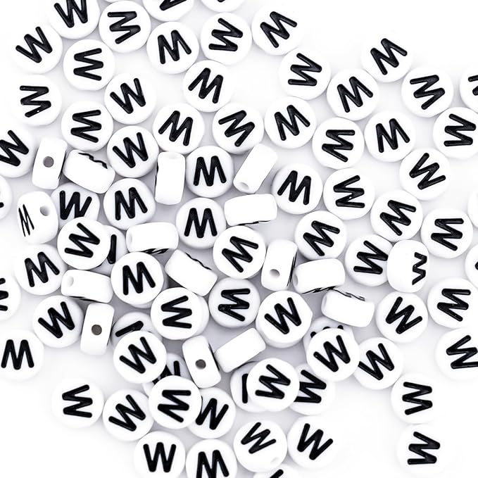 sunrica 300pcs circle letter pony beads for friendship bracelets making 4x7mm individual white alphabet beads w