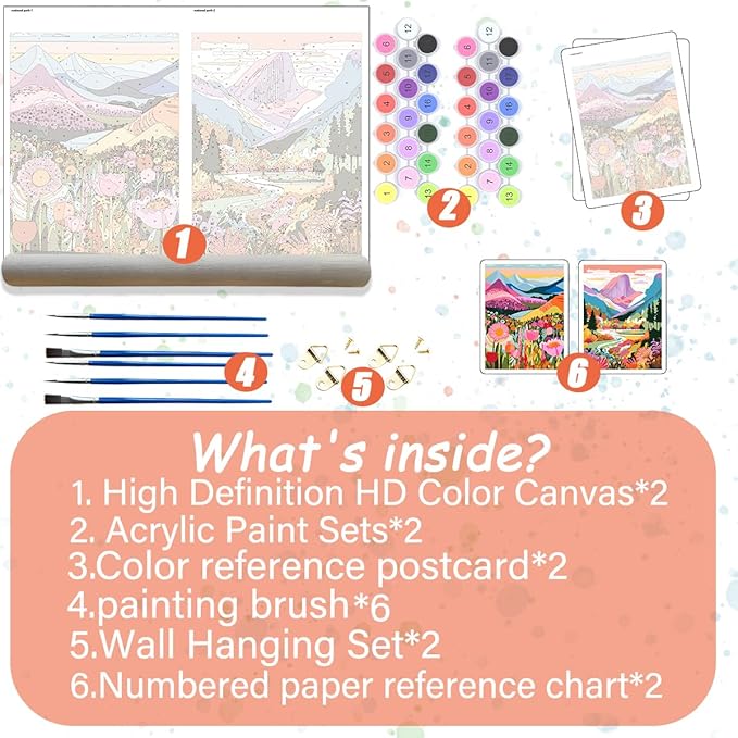 2 Pack Paint by Numbers Kit for Adults Beginners - 12x16 Inch DIY Painting with Numbers for Adults Mountains Kits on Canvas,Wander Painting by Number for Adult Home Decor