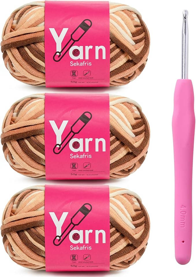 Crochet Yarn with Cotton Yarn for Crocheting - Crochet Knitting Yarns for Beginners with Easy-to-See Stitches - Yarn for Crocheting - Parfait Chunky Yarns -Cotton-Nylon Blend (A8)