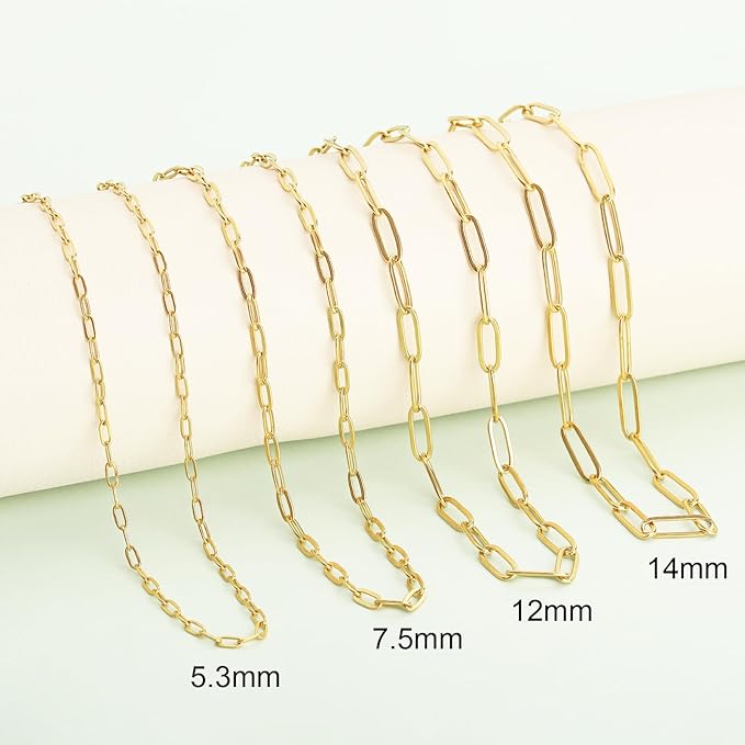 SMYHTGLIF 5 Meters Gold Stainless Steel Chain for Jewelry Making Paperclip Cable Craft Jewelry Making Chains Necklace Bracelet Jewelry Chain Findings
