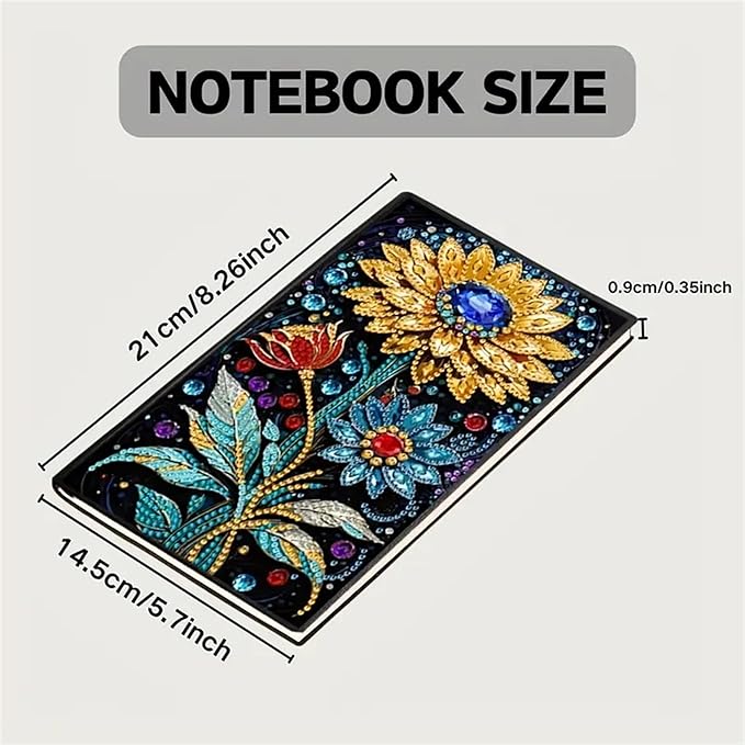 Sunflower Diamonds Painting Notebook for Adults, A5 Diamond Art Journal and DIY Sketchbook, Diamond Art Kit Supplies,Gift for Beginners, Craft Lovers, Artists. (Sunflower)