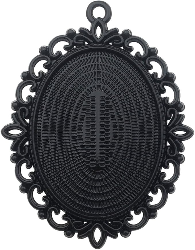10pcs 30x40mm Black Oval Blank Bezel Pendant Trays Base Cabochon Settings Trays Pendant Blanks (M117)