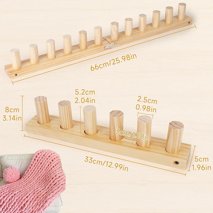 Wooden Loom Kit for Blankets, Aeelike 39 inch DIY Handmade Extra Jumbo Chunky Yarn Crochet Knitting Tool Making Blanket for Adults Beginners, Gift for Crafts Lover