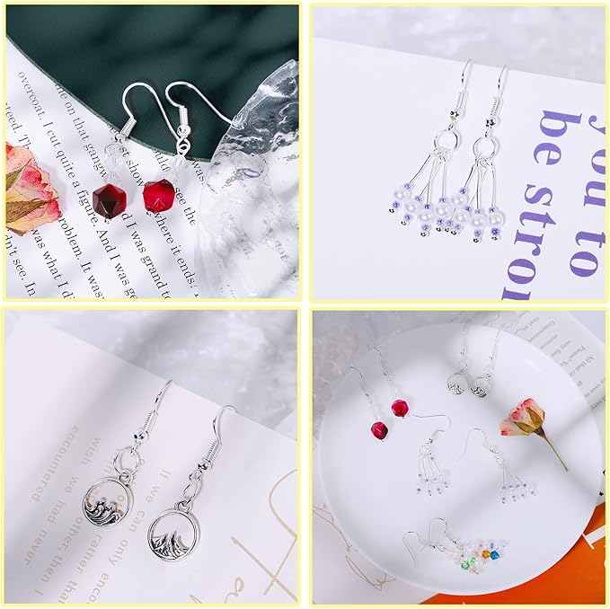 600Pcs Hypoallergenic Earring Hooks, Silver Earring Making Kit, Supplies with Earring Backs and Jump Rings for Jewelry Making (Silver)
