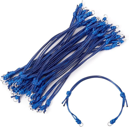 KISSITTY 20pcs Adjustable Bracelet Cords for Connector Charms Waxed Polyester Thread Cord Midnight Blue Color Half Finished Bracelet for Friendship Bracelets Jewelry Making