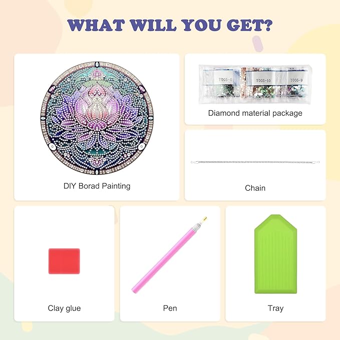 HEIBAGO Mandala Diamond Art Hanging Kits for Adults, Flower Diamond Art Suncatchers, 5D Special Shape Diamond Painting Pendant, DIY Window Ornament Gifts for Home Garden Door Wall Decor 8.3x8.3In
