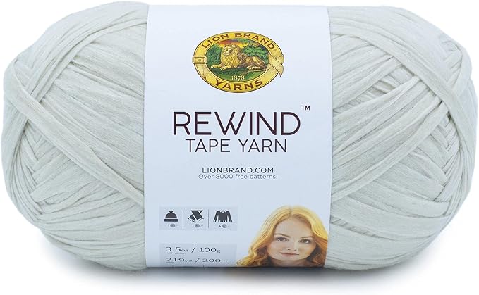 Lion Brand Yarn, Bulky Tape Rewind Yarn for Knitting and Crocheting, Elm, 1 Pack