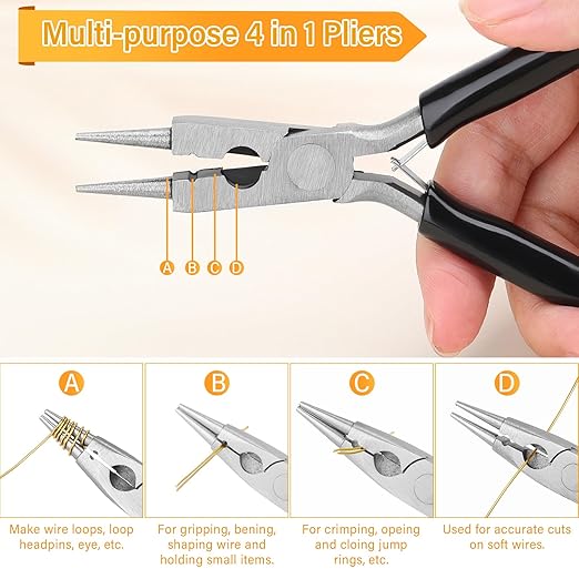 ModaCraft 22 Gauge Tarnish Proof Jewelry Wire Gold (164ft/50m) + 4-in-1 Professional Jewelry Pliers Set | Fade-Resistant Copper Craft Wire for Beading DIY Jewelry Making Supplies Kit