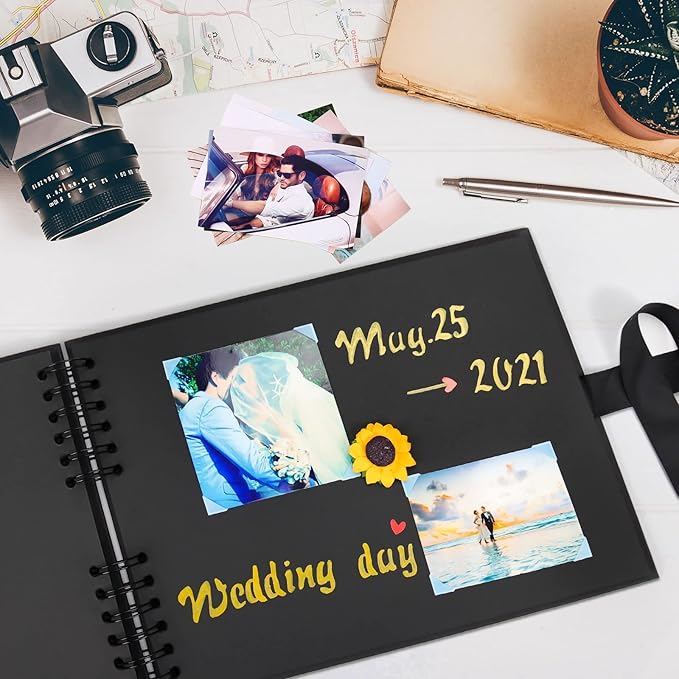 Vienrose Scrapbook Album 80 Pages, DIY Photo Album with Accessories, Purple Kraft Paper Memory Book for Wedding, Birthday, Travel, Valentine, Mother’s Day, 11x8 Inches