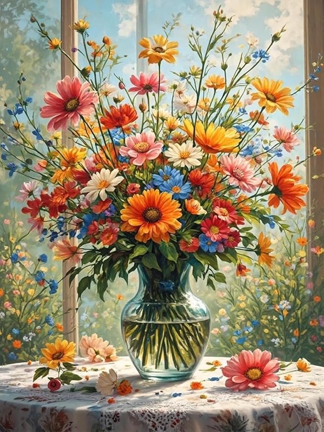 mybisymqq flowers stamped cross stitch kits cross stitch patterns,full line diy cross stitch stitching kit for home decor cross stitch patterns 11.8x15.7 inches