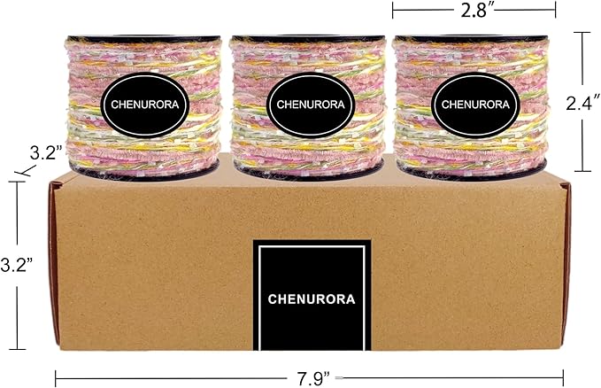 Artisanal Yarn Collection Multifiber Multicolored Fancy Yarn with Subtle Shimmering Threads for Knitting Crocheting Crafts DIY, Set of 3 Rolls (Spring Pink)