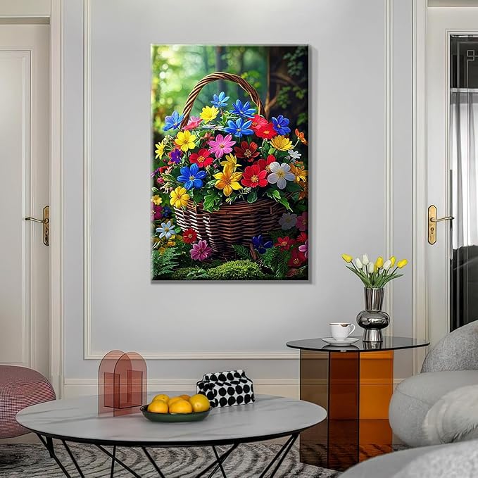 ATDMS Paint by Numbers Kit for Adults with Frame Flowers Paint by Number with Easel DIY Landscape Paint by Numbers Kit with Frame Adult Paint by Number Kits on Canvas for Home Wall Decor 8x12 Inch