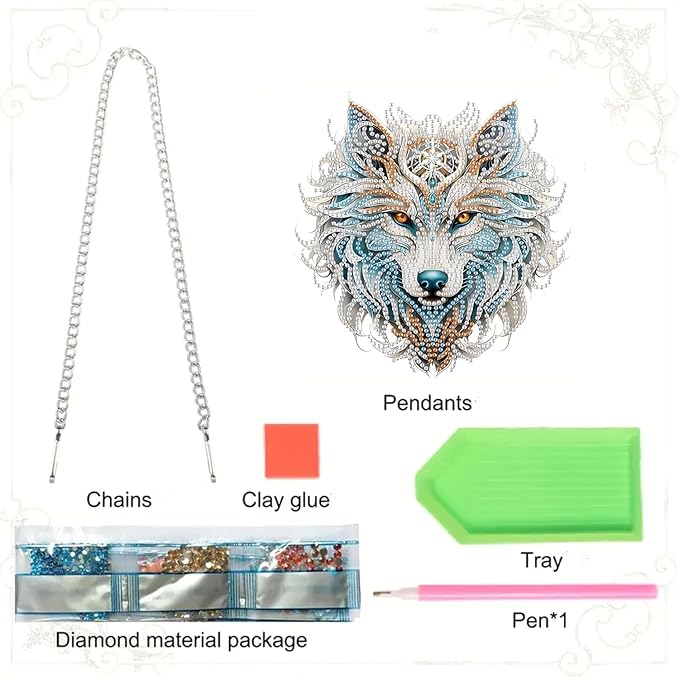 RYMILIE Diamond Art Hanging Kits for Adults,Wolf Special Shaped Diamond Painting,Double Sided 5D DIY Acrylic Diamond Art Painting Window Pendants Home Garden Wall Hanging Kits Wolf Ornament.