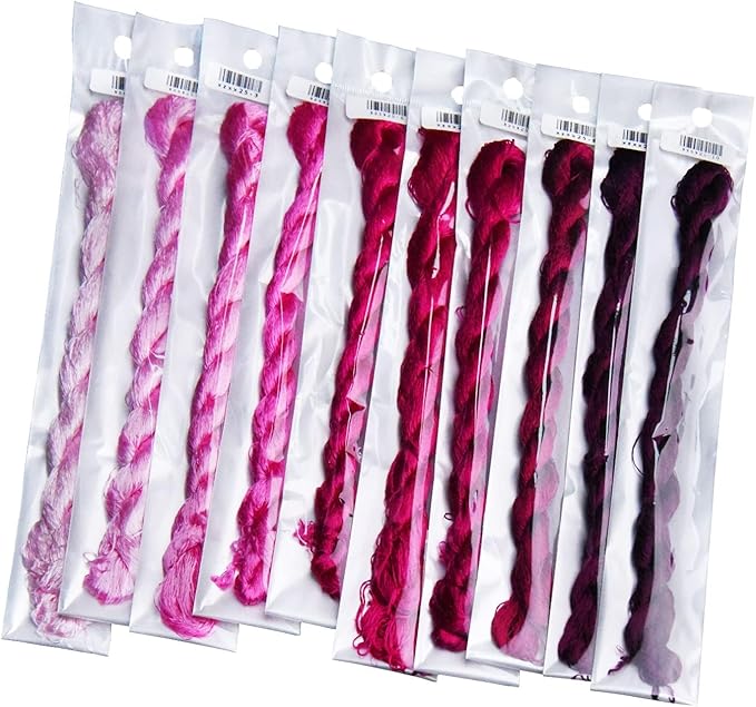 Natural 100% Silk Thread, Handmade Embroidery Thread Silk Floss 10 Colors 110m Each (25)