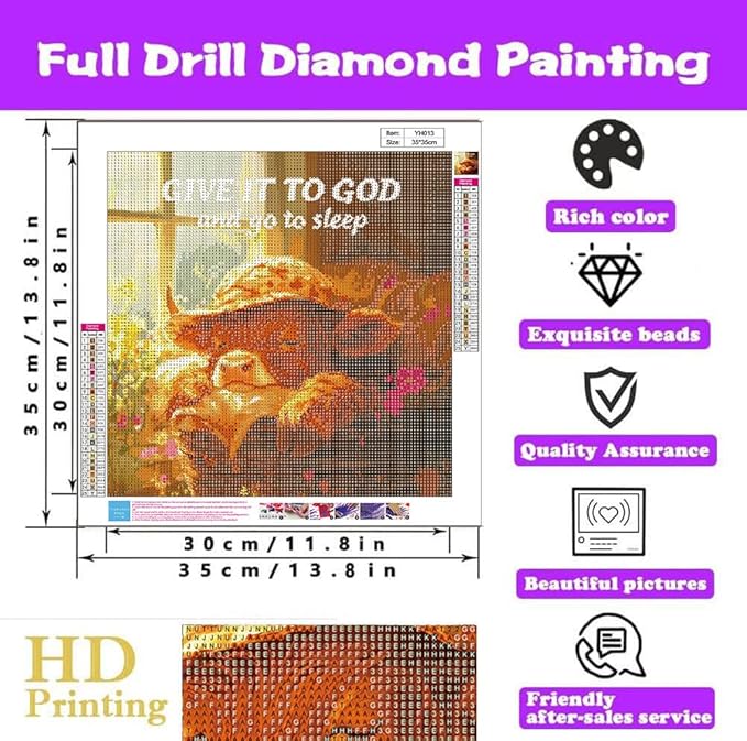 WUSARPLY Inspirational Cow Diamond Painting Kits for Adults, Sleep Cow Diamond Art Kits Full Drill Diamond Dots Paint with Diamonds Gem Arts and Crafts for Beginner Home Wall Decor