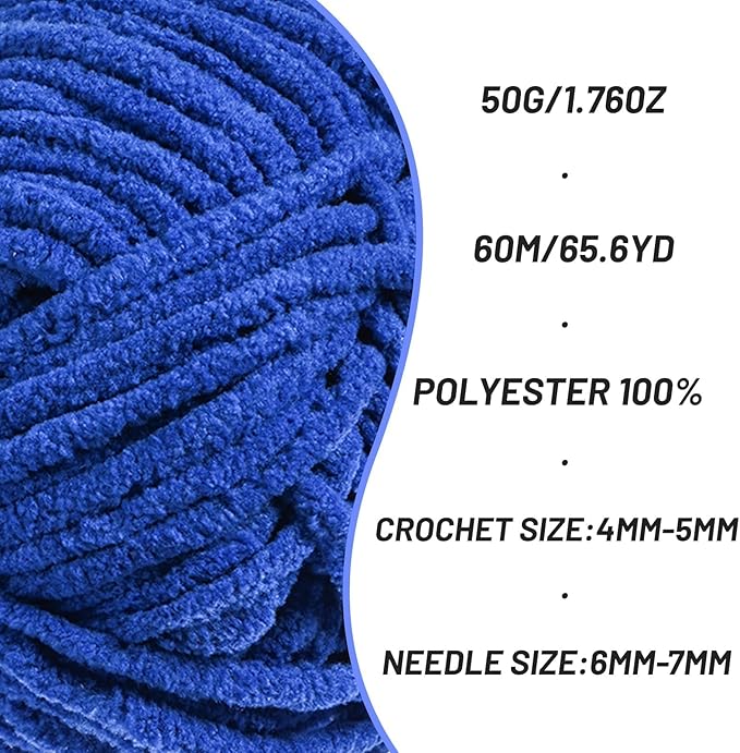 4 Pack Fluffy Velvet Yarn for Crocheting，Baby Blanket Yarn for Crocheting Soft，200g(262.4yds) Amigurumi Yarns，Plush Chenille Crochet Yarns，Puzzle Yarn for Crochet Weaving Craft(4 Sapphire Blue)