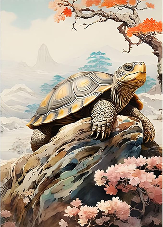 SENQAO Sea Turtle Diamond Painting Kits for Adults Beginners - 5D Animal Full Drill Round Diamond Art Kits Flower Tree Diamond Dots Paintings with Diamonds Gem Art Picture Crafts Home Decor 30x40cm