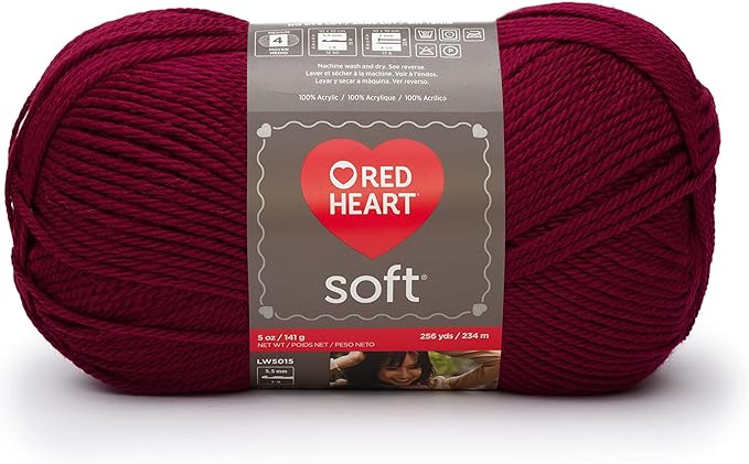 Red Heart Soft Wine Yarn - 3 Pack of 141g/5oz - Acrylic - 4 Medium (Worsted) - 256 Yards - Knitting/Crochet