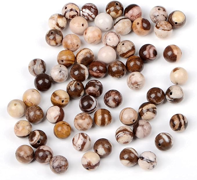 bymitel 140pcs natural crystal beads stone gemstone round energy healing loose beads with stretch cord for jewelry making bracelets anklets (brown zebra jasper, 8mm 140pcs)