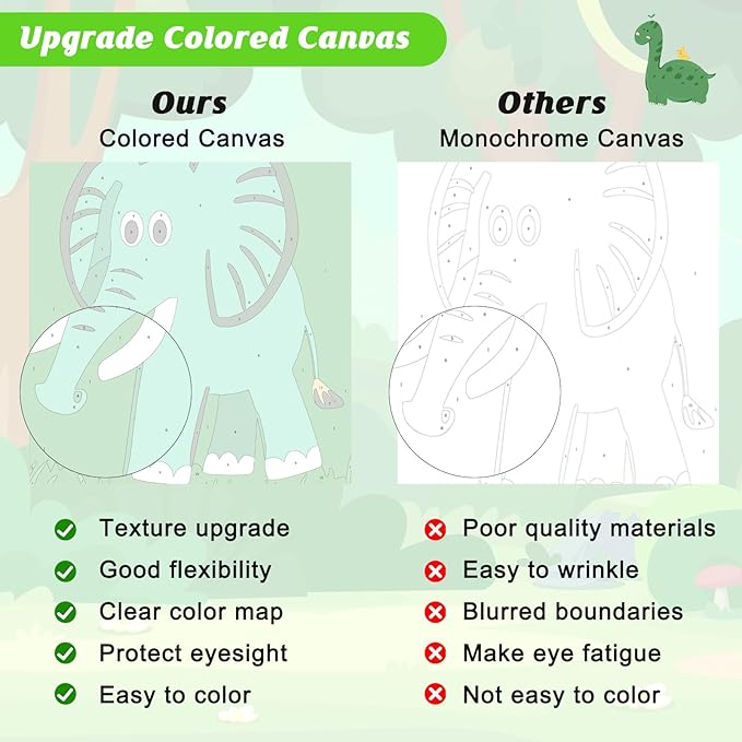 KEYIFA 4 Pack Framed Paint by Numbers Kit for Kids Age 6-12, Easy Animal Paintings for Adult Beginner, Framed Acrylic Canvas Painting for Home Decor Children Gift, 8x10 in (Panda+Elephant+Moose+Hippo)