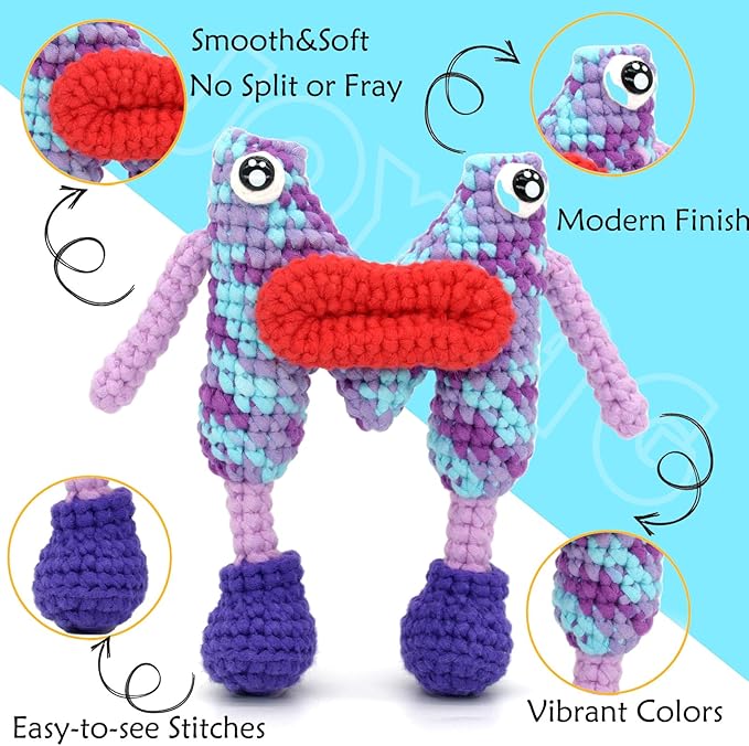 50g Rainbow Beginner Crochet Yarn for Crocheting and Knitting Multicolor Cotton Crochet Yarn for Beginners Easy Yarn for Beginners(Purple Blue Tone)
