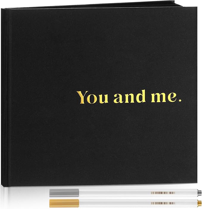 Colarr Hardcover Couples Scrapbook 144 Pages 8.7 x 8.7" Valentine Couples Photo Album Scrapbook Journal for 1 Year Wedding Memory Anniversary Photo Book Gift with 2 Markers
