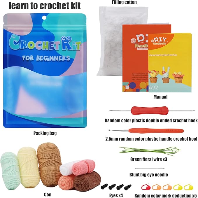 Dasonwin Crochet Kit for Beginners,Crochet Cactus kit with Step-by-Step Video Tutorials,Crochet Gift for Adults
